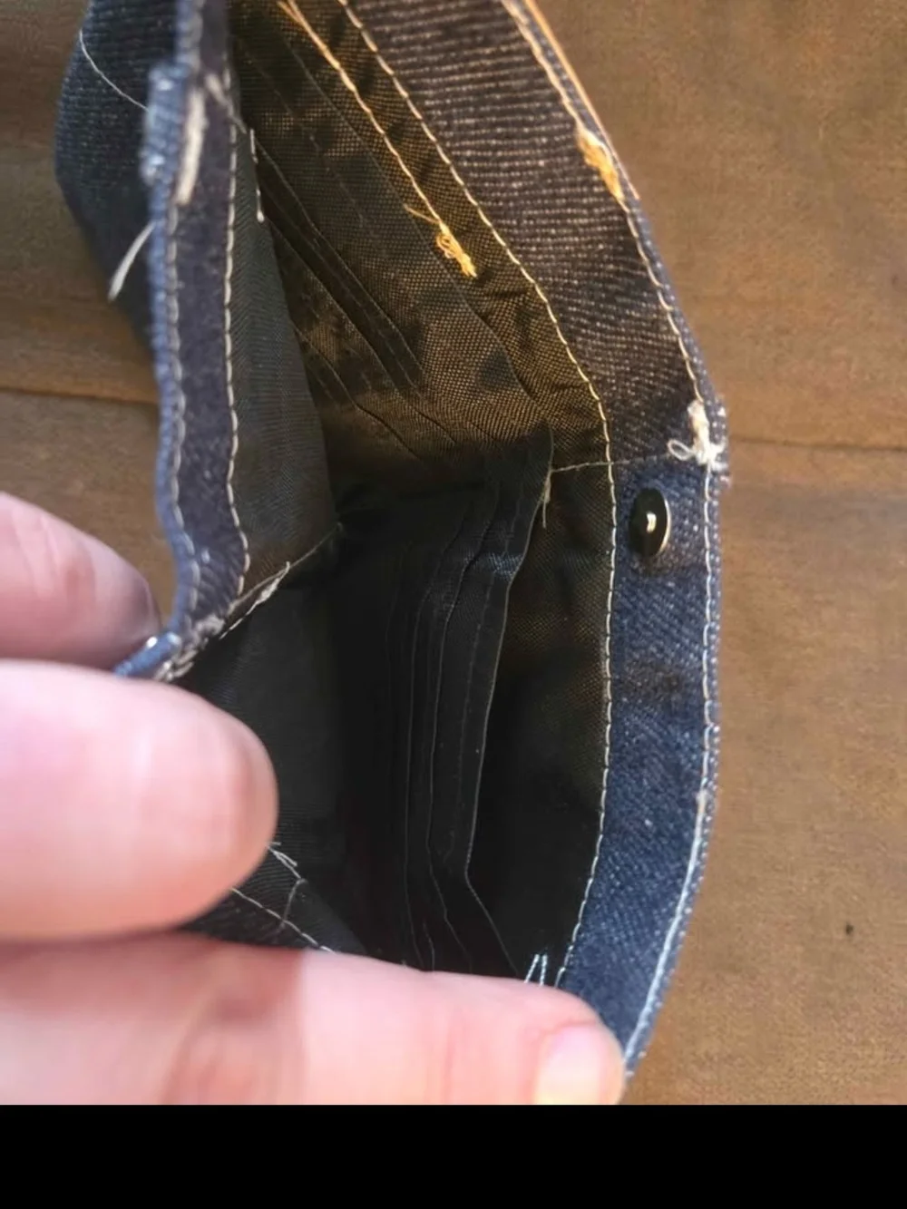 Men's Dark Blue Denim Bifold Wallet - Minimal Stitch Detail